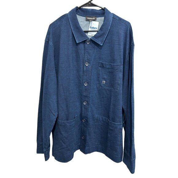 Express NEW Mens Blue Button Up Denim Shirt Pockets Shacket Sz XL - Picture 1 of 8